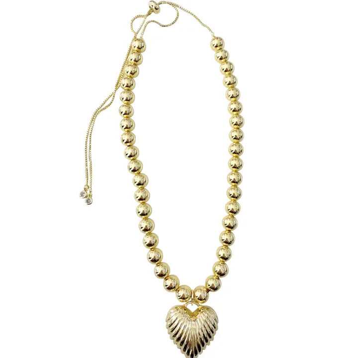 Amelia Gold Scalloped Heart Adjustable Necklace
