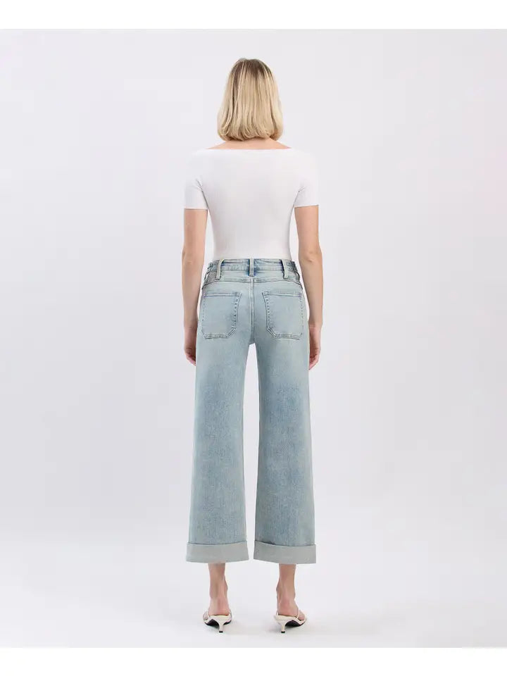 High Rise Slim Wide Leg Jean