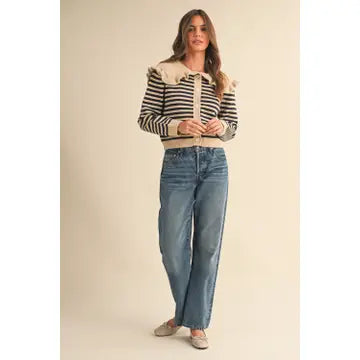 striped sweater cardigan