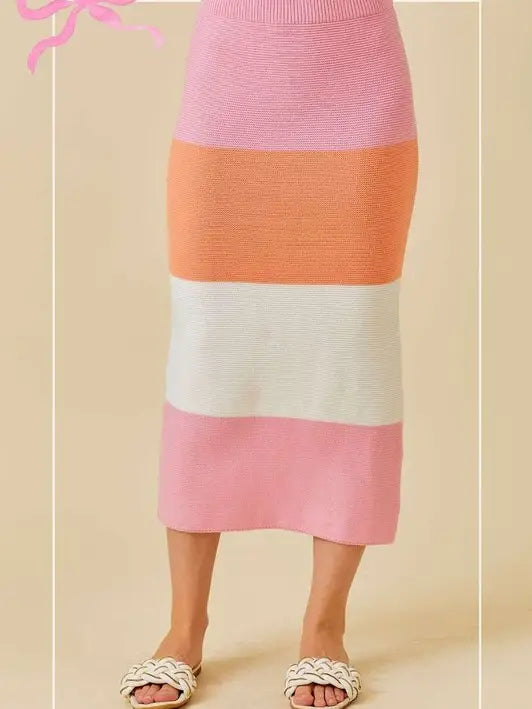 Color Block Knit Skirt