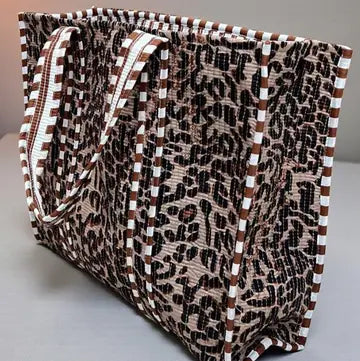 Leopard Quilted Tote Bag