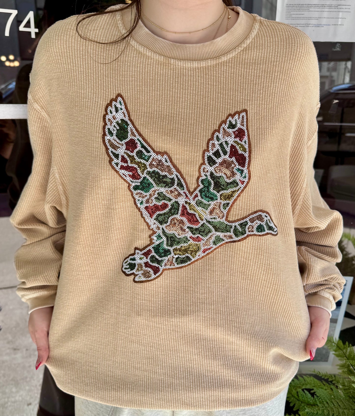 Camo Duck Sequin Patch Sweatshirt
