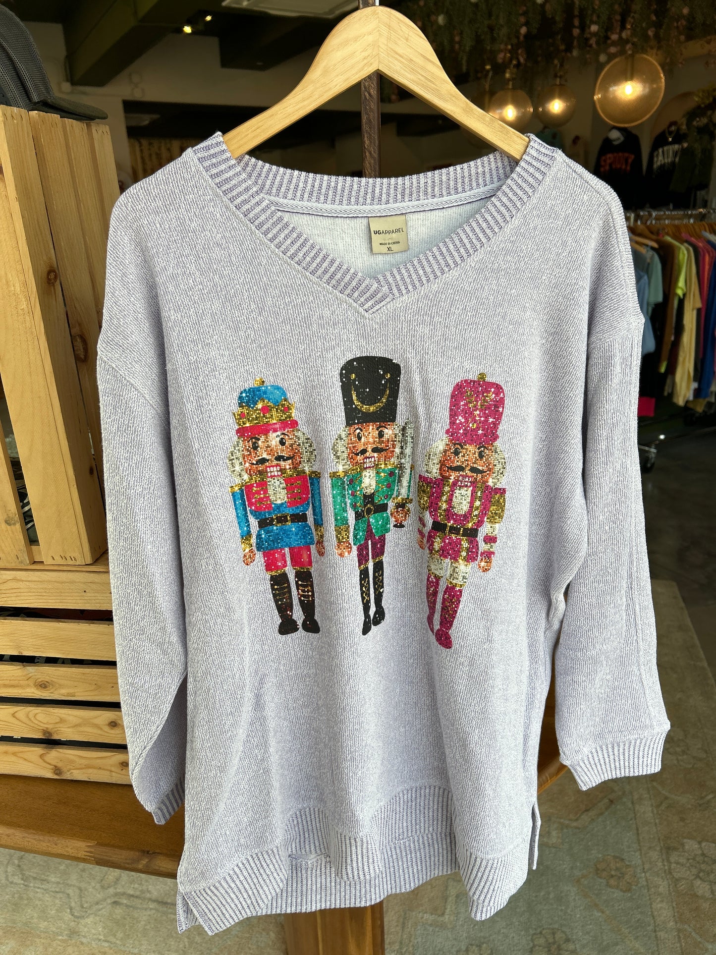 Glitzy Nutcracker Sweatshirt V-Neck