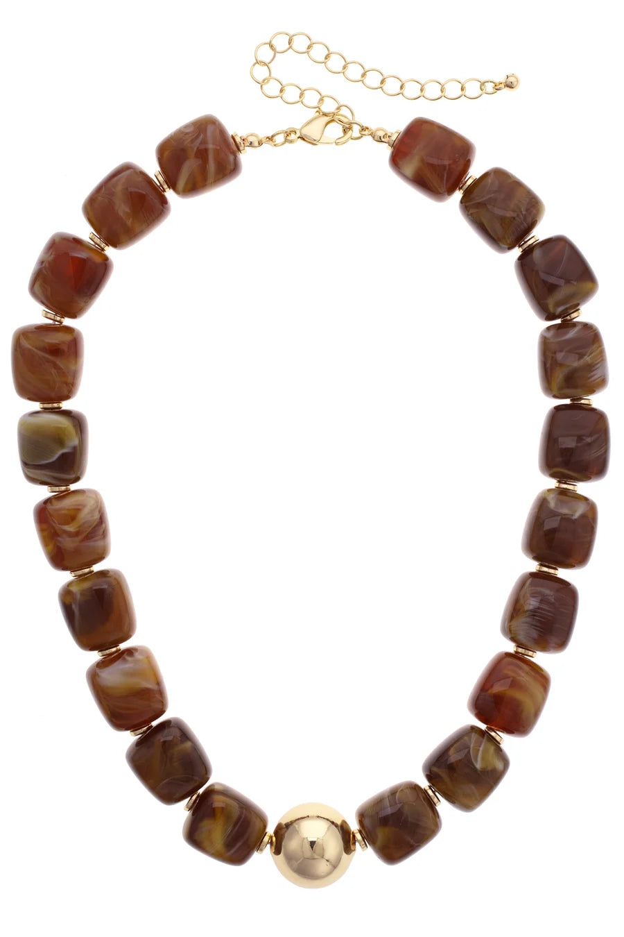 Palermo Resin Beaded Necklace in Brown