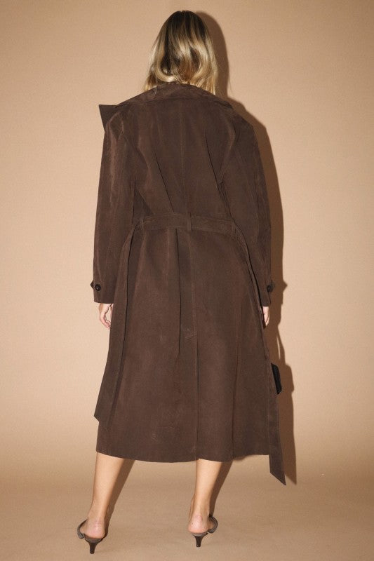 Chocolate Suede Long Coat