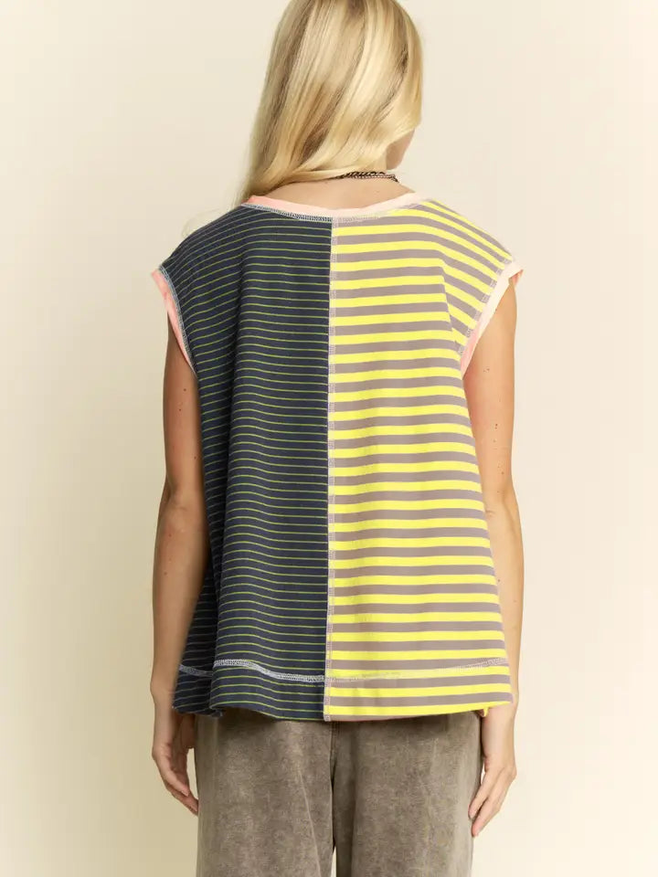 Striped Colorblock Sleeveless Top