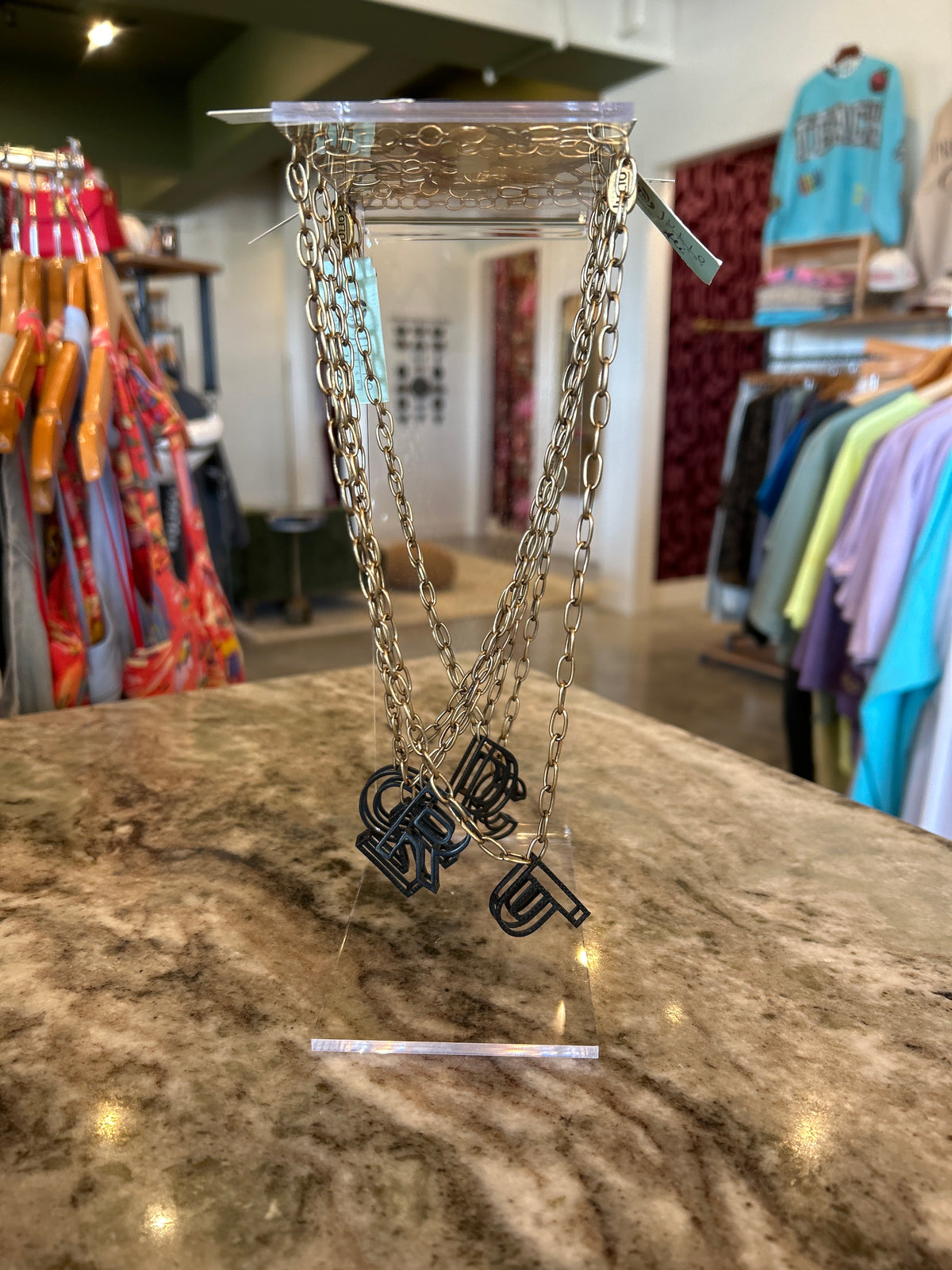 Gold/Black Initial Necklace