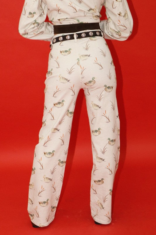 Duck Print Straight Pant