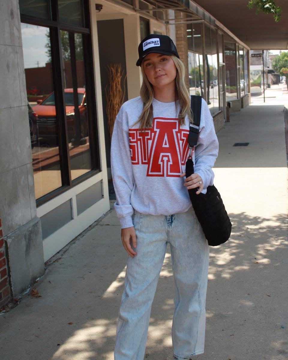 Light Gray and Red AState Sweatshirt