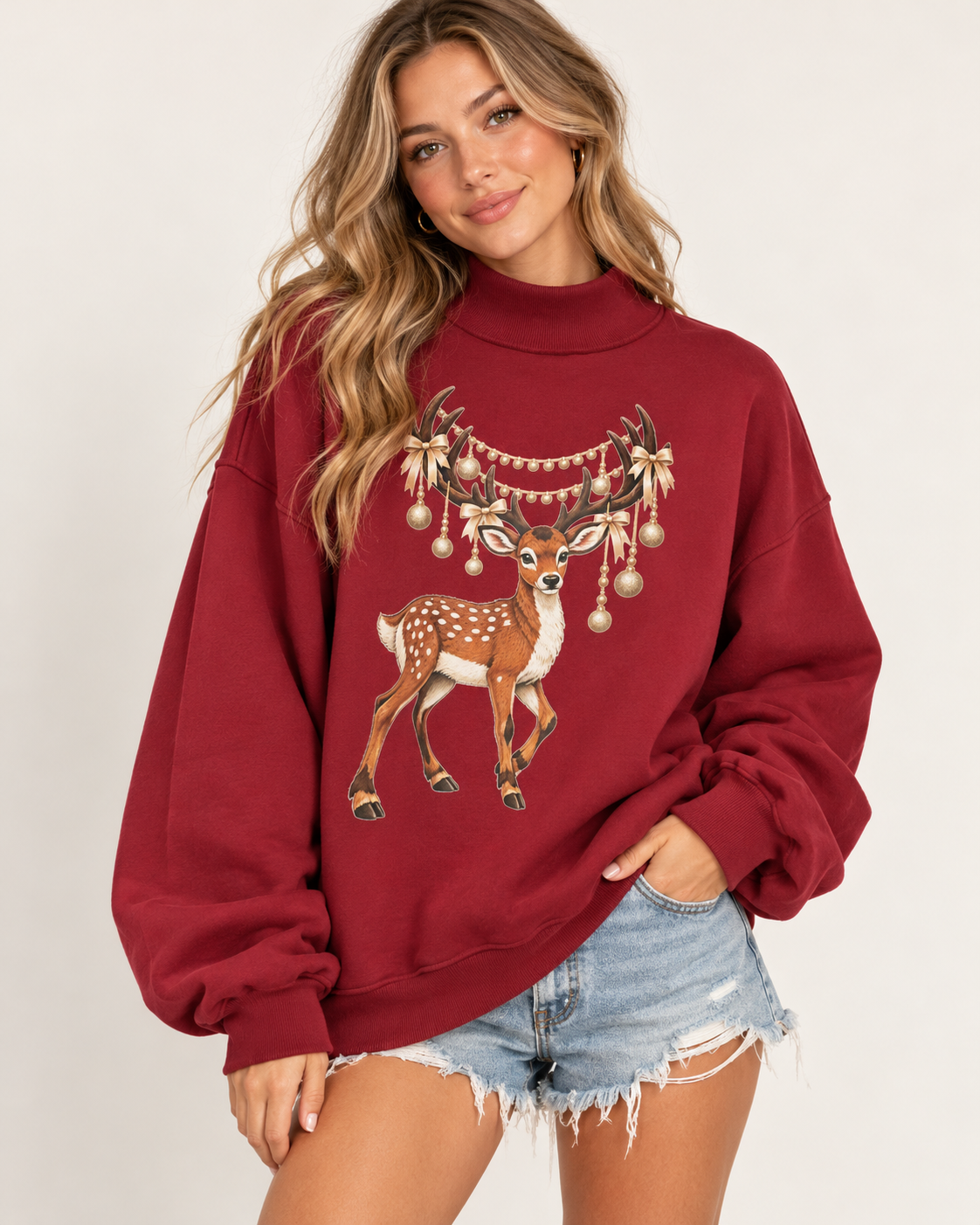 Reindeer Mock Neck