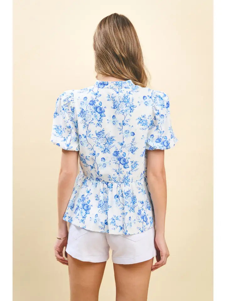 Floral Print Peplum Top