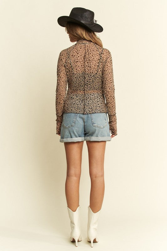Animal Print Mesh Top