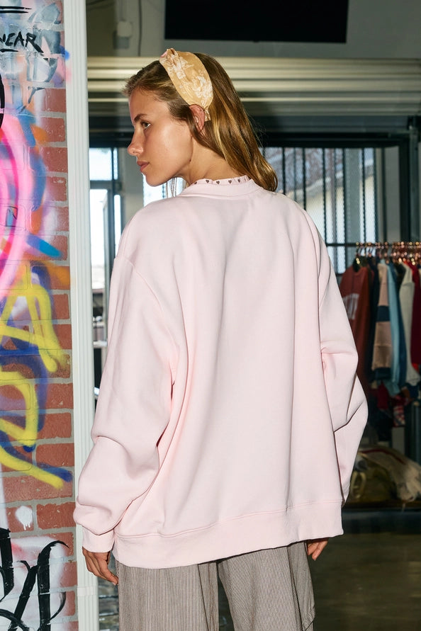 WWJD Heart Printed Mock-Ruffle Sweatshirt