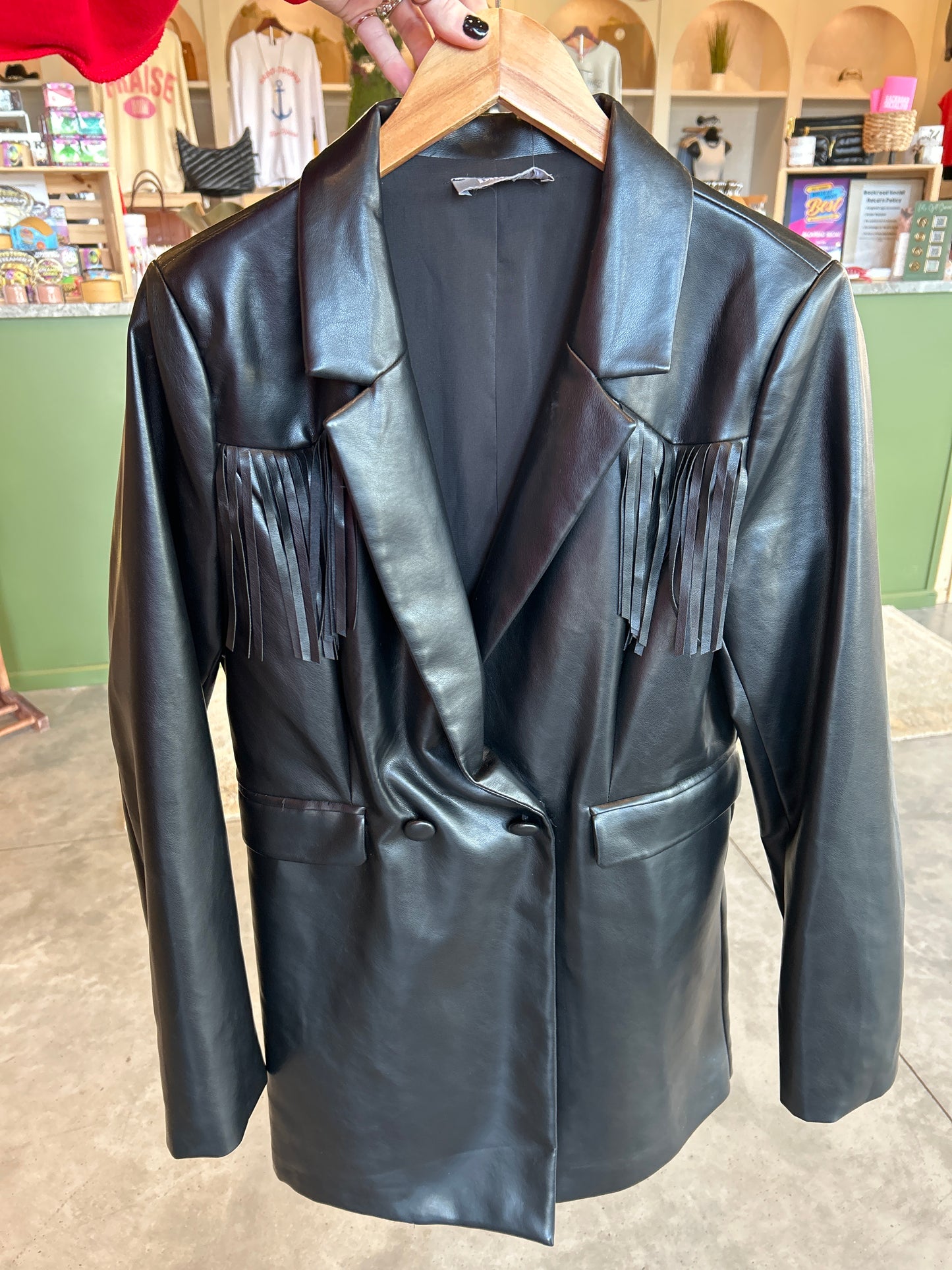 Long sleeve leather blazer minidress