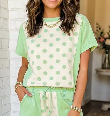 Las Polka Dot Print Top