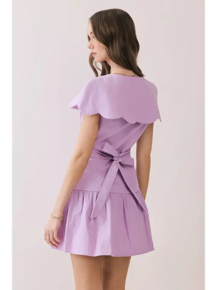 Fit and Flare Oversized Scalloped Collar Dress