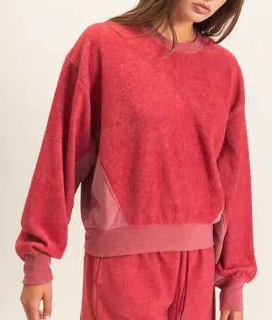 Contrast Sweatshirt-dark red