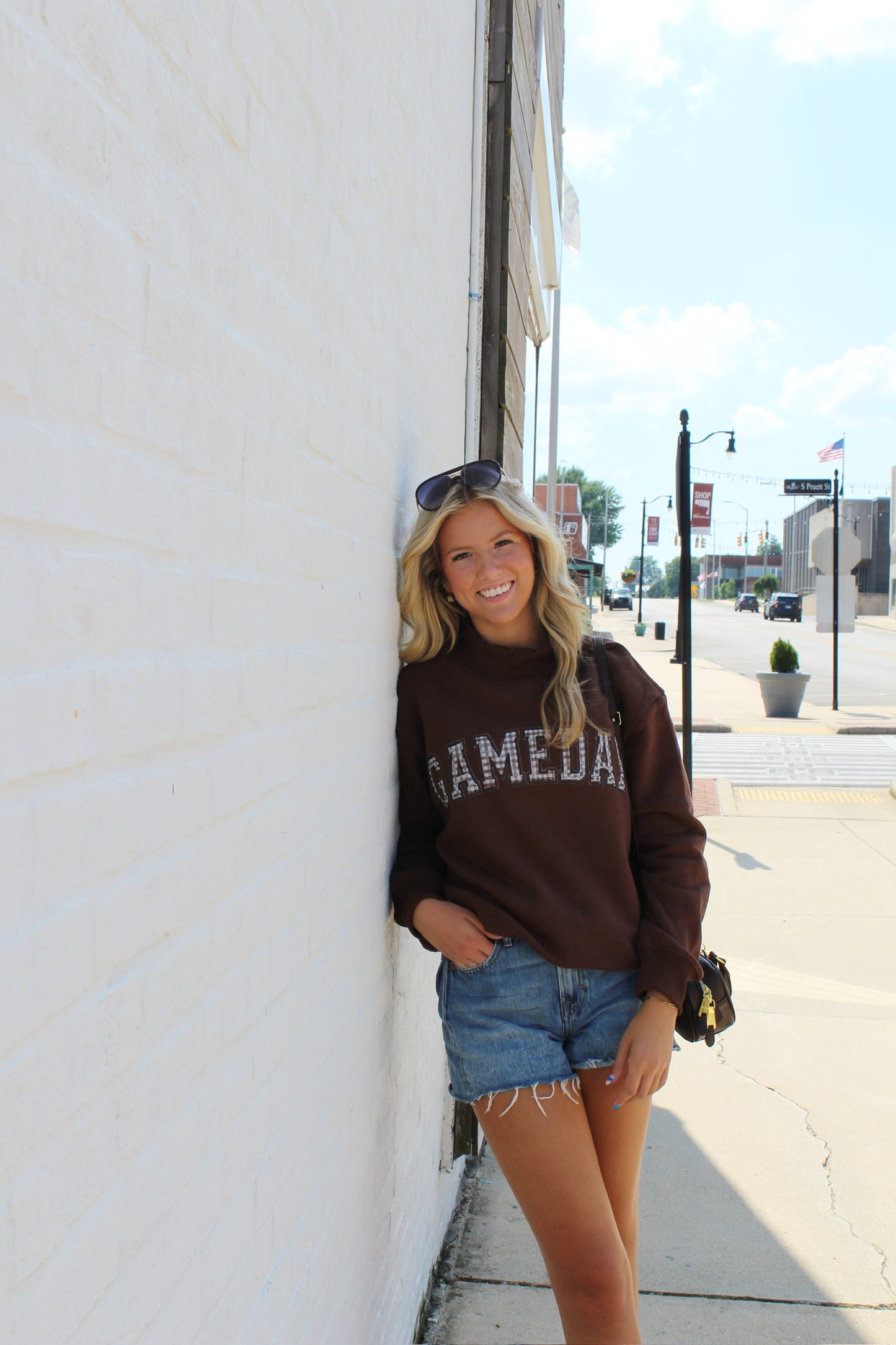 Gingham Gameday Mock Neck