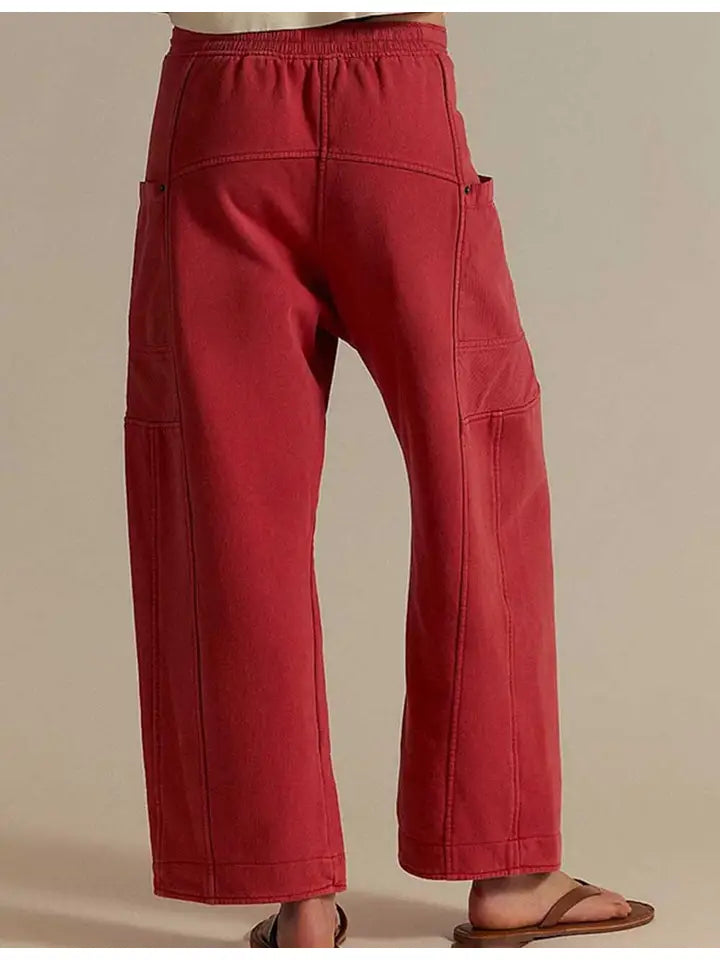 Elastic Drawstring Pockets Straight Leg Sweatpants