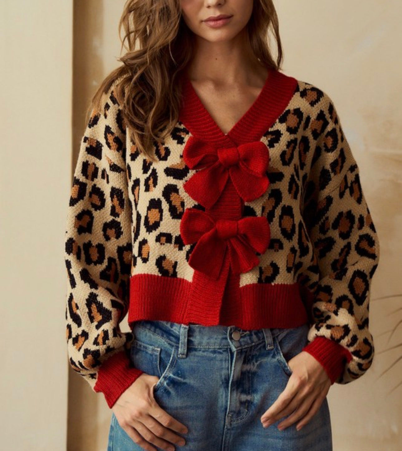 Leopard Red Cardigan