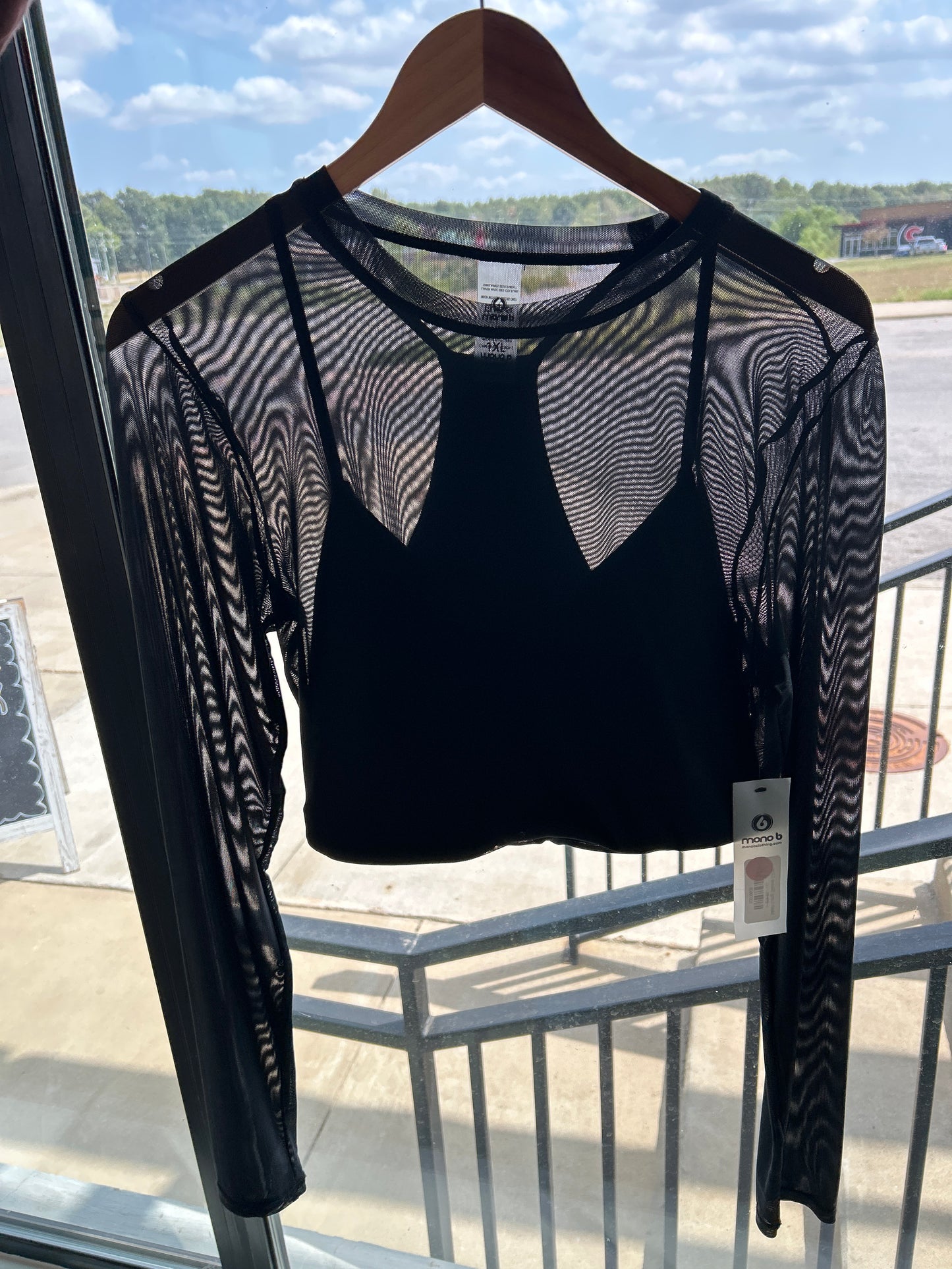 Mesh Long Sleeve Crop