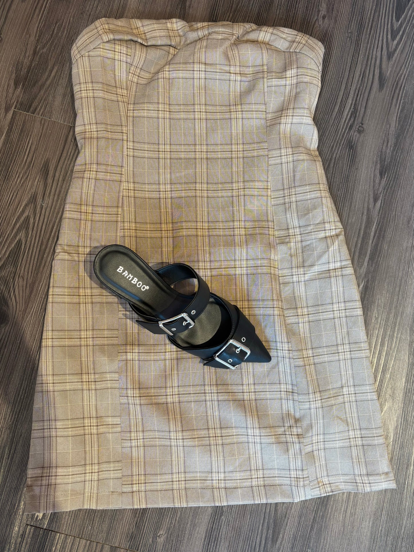 Plaid Strapless Mini Dress