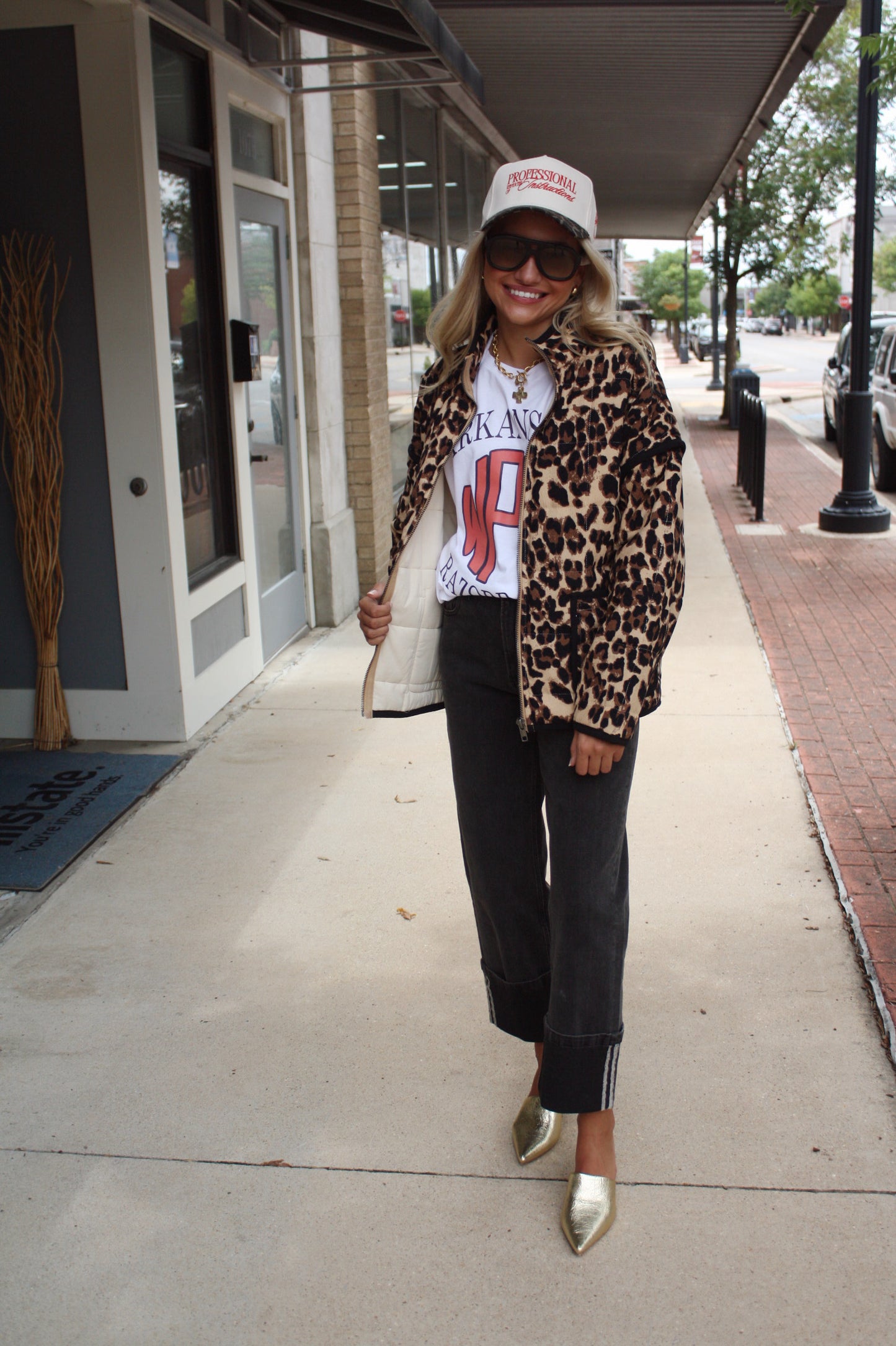 Leopard Piping Puffer Jacket