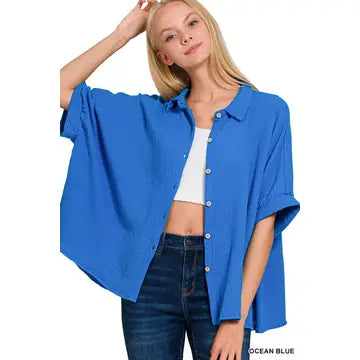 Gauze 3/4 Sleeve Button Up