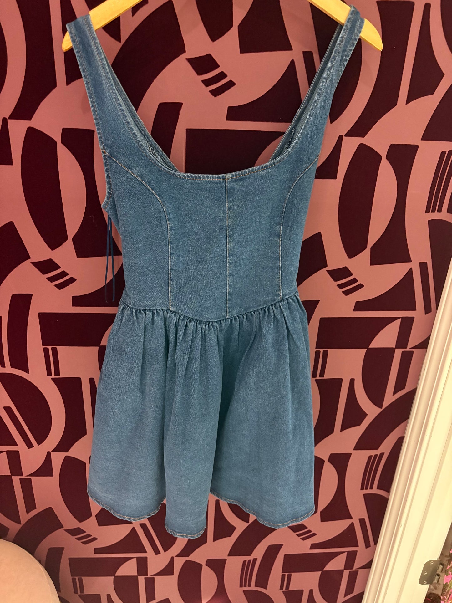 Denim Tie Back Mini Dress