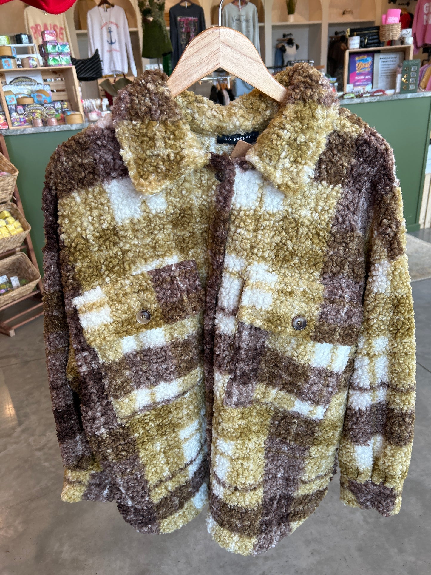 Oversized Sherpa Plaid Jacket
