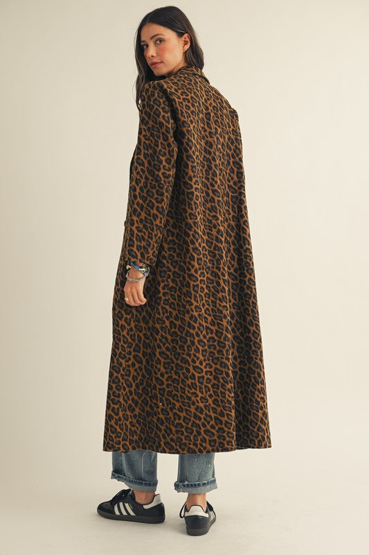 French leopard long jacket