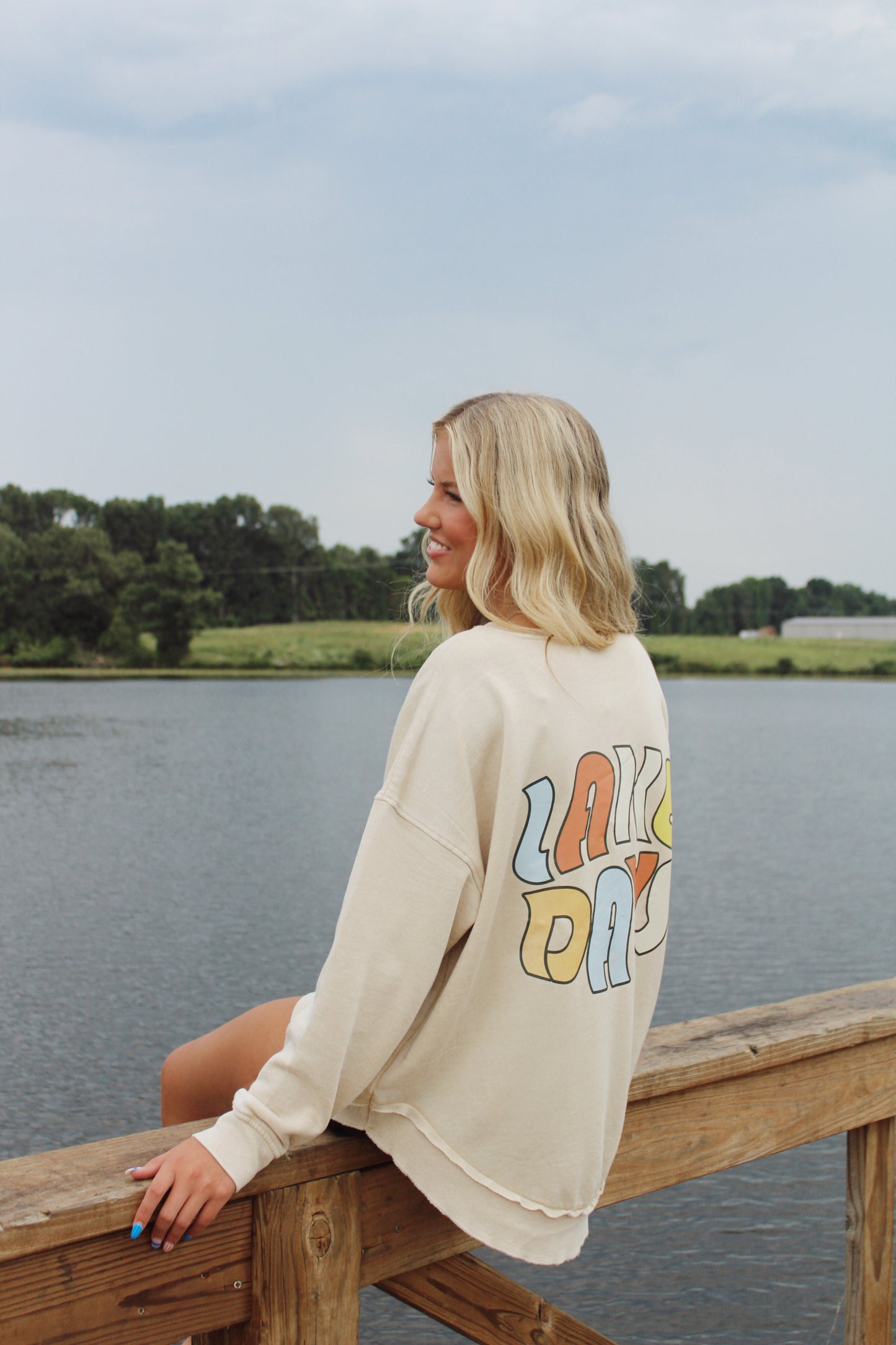 Tan Lake Days Sweatshirt