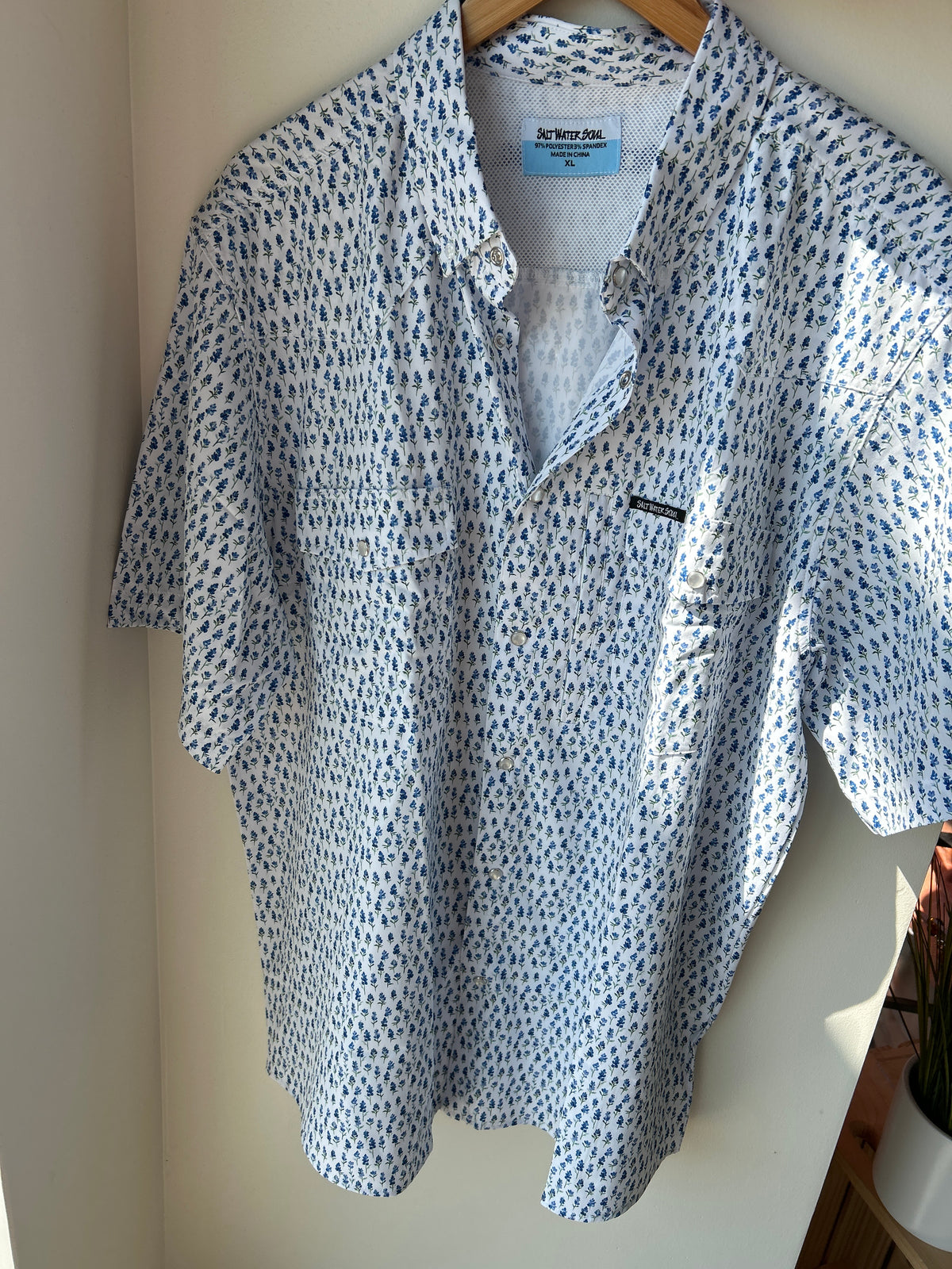Blue Bonnet Pearl Snap Fishing Shirt
