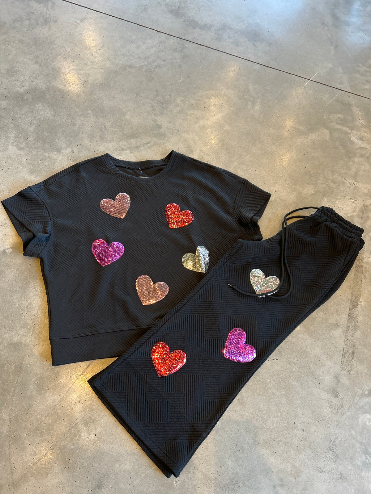 Sequin Heart Lounge Top
