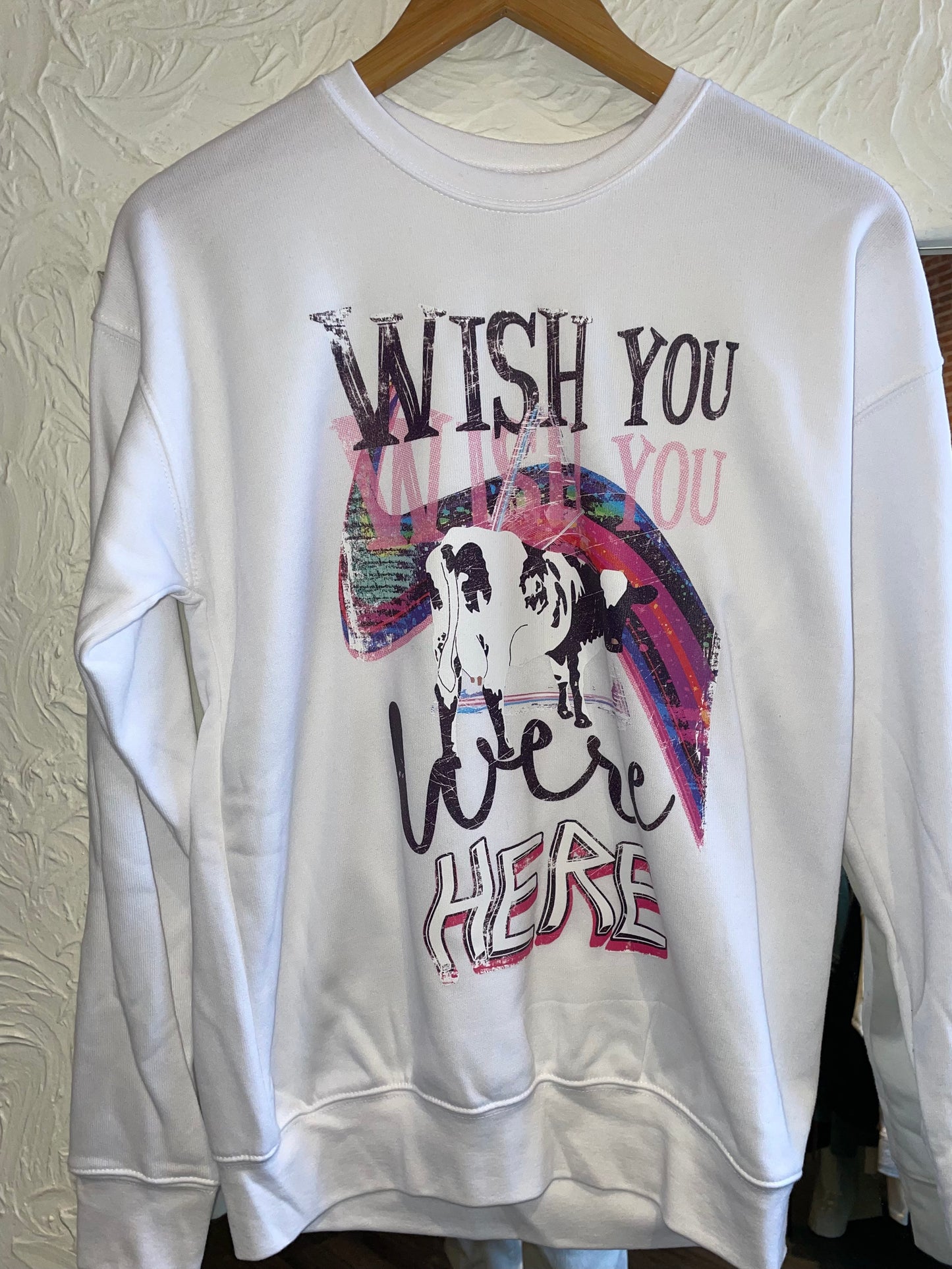 Wish You Were Here White Crewneck