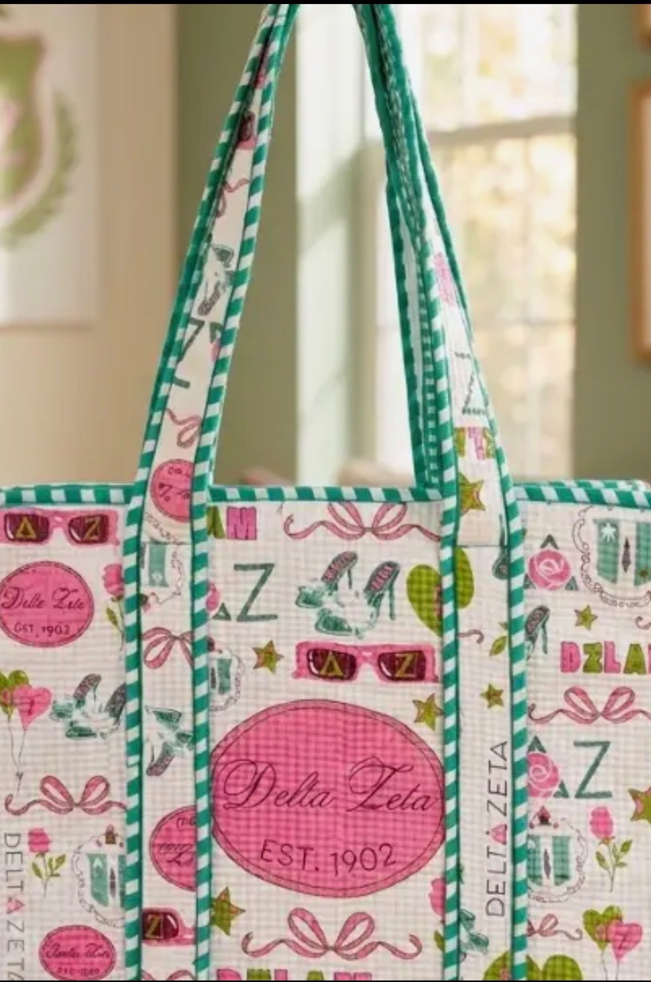 Quilted Sorority Tote Bag