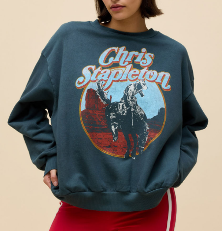 CHRIS STAPELTON HORSE OVERSIZED CREW SWEATSHIRT