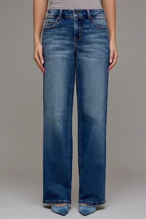 Logan Vintage Dark Wash Mid Rise Jeans