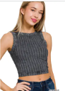 Ribbed Sleeveless Cropped Tank