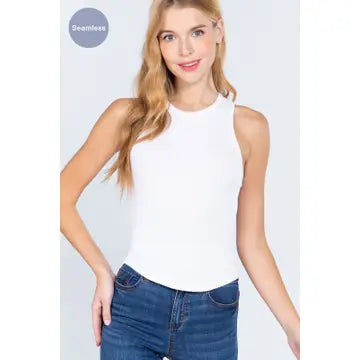 Ribbed White Tank