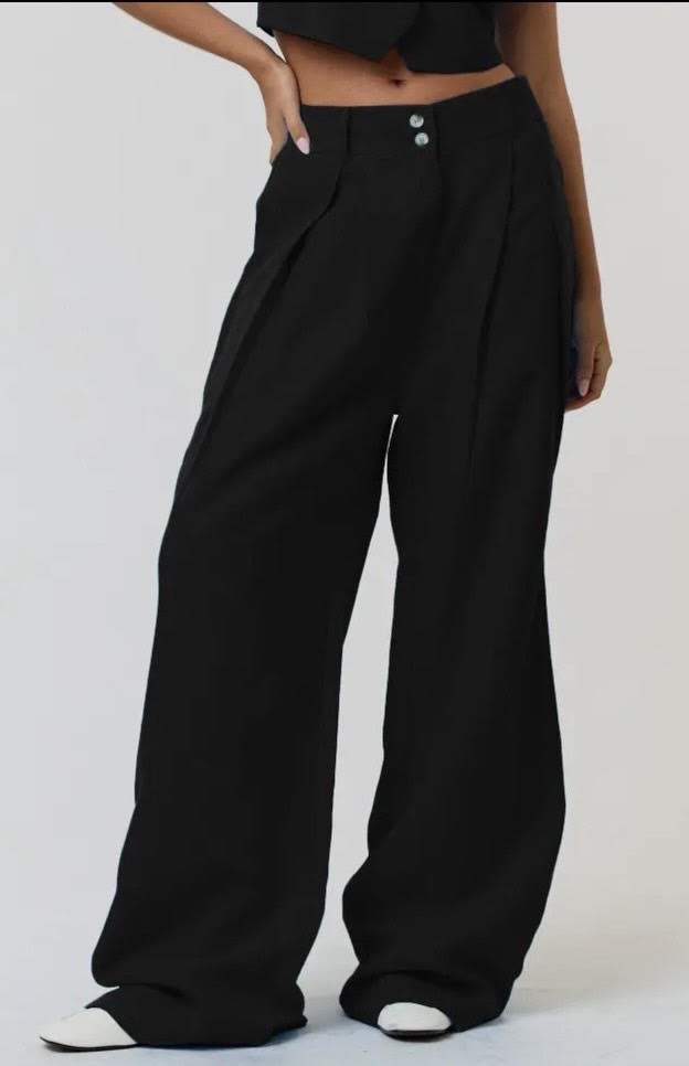 High Waisted Pleated Flare Pants