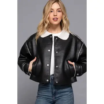 Faux Leather Inner Fur Jacket