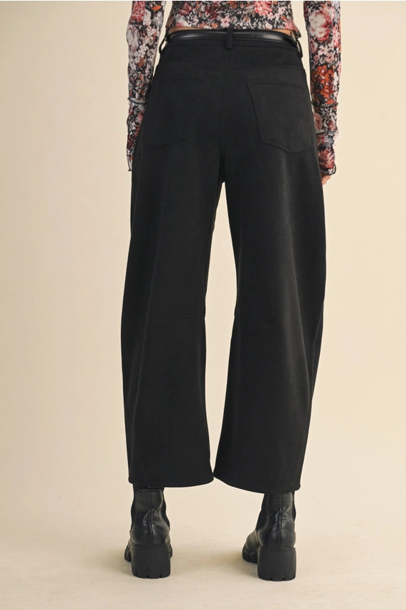 Suede Barrel Pants