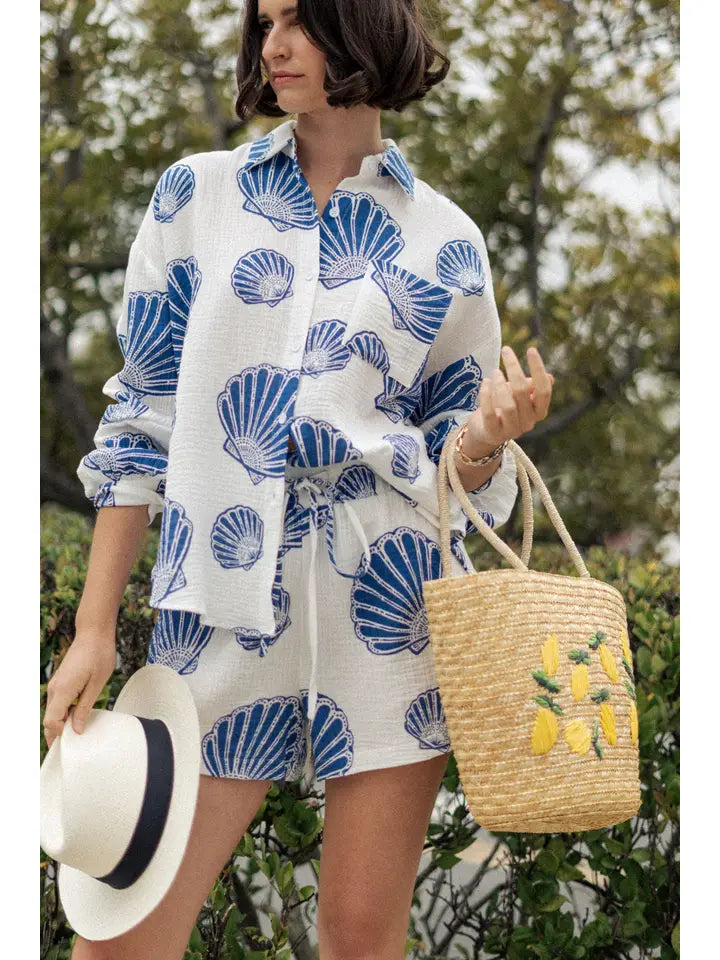 Seaside Blue Shell Shorts