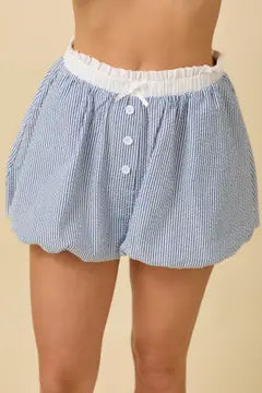 Seersucker Stripe Bubble Hem Boxer Shorts