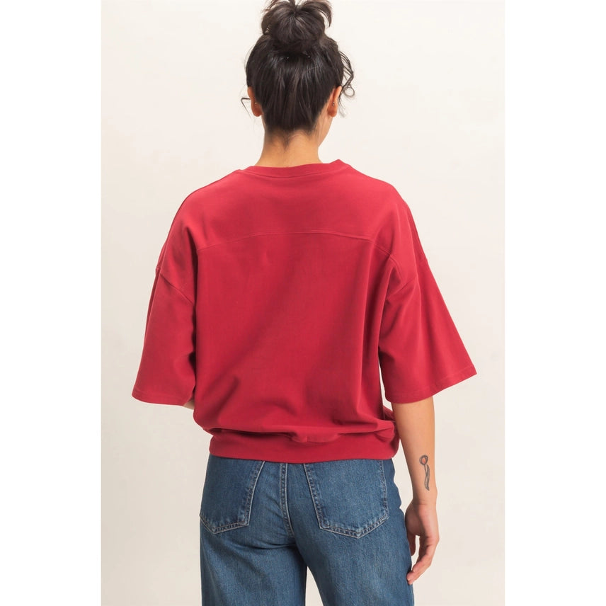 Washed Crew Neck Short Sleeve Top