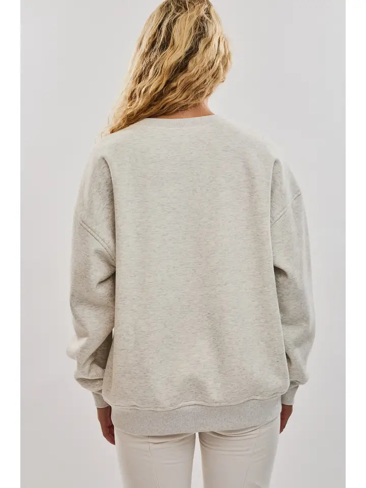"Tis the Season" Graphic Embo Crew Neck Oversized Sweatshirt