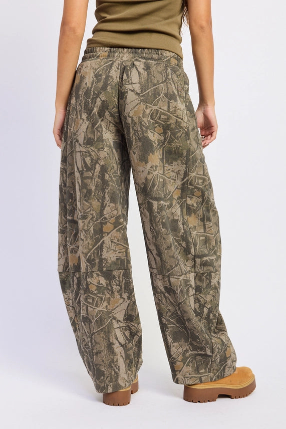 Low Rise Camo Print Barrel Pants