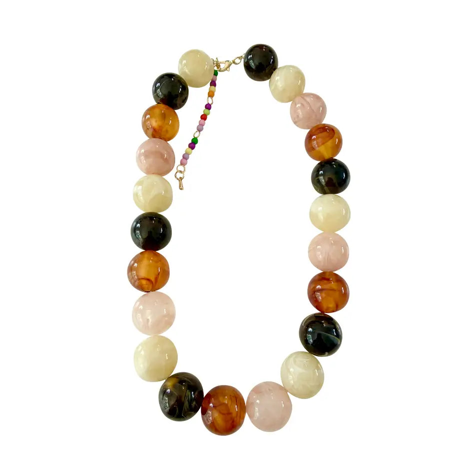 Celia Chunky Beaded Necklace - Neutral