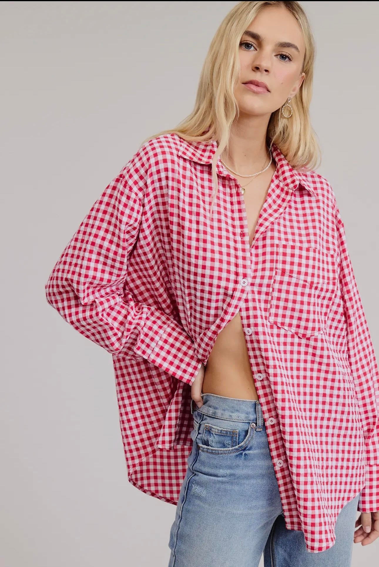 Gingham Collared Button Up